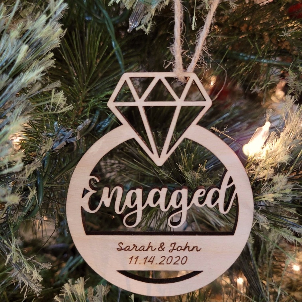 Engagement gift for couples Engagement ring ornament | personalised Christmas